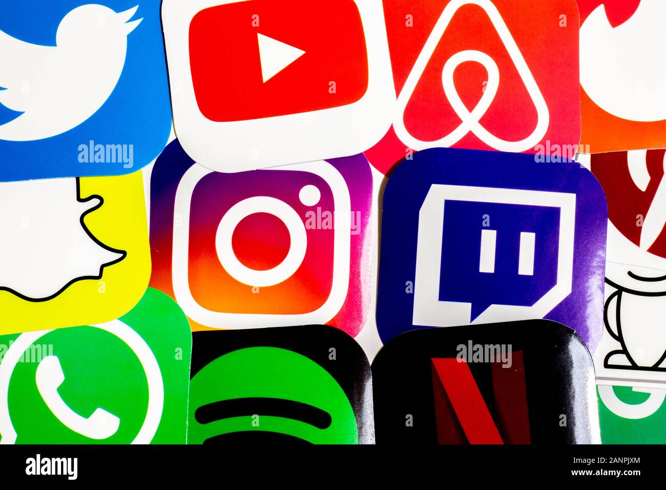 Los Angeles, California, Stati Uniti - 17 gennaio 2020: Sfondo di icone di social media, editoriale Illustrativo Foto Stock