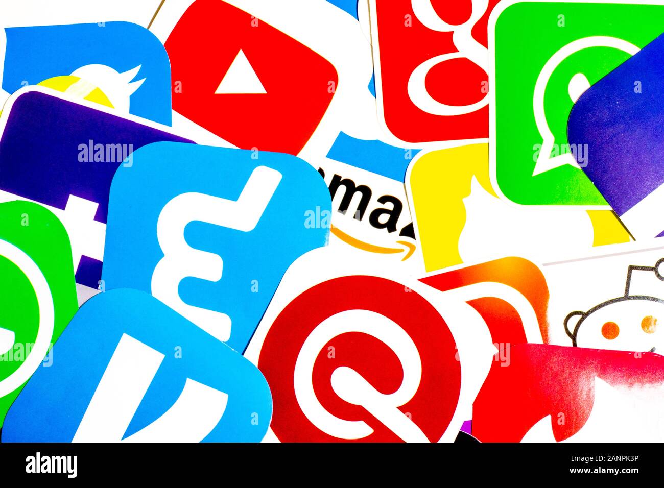 Los Angeles, California, Stati Uniti - 17 gennaio 2020: Sfondo icone app, editoriale Illustrativo Foto Stock