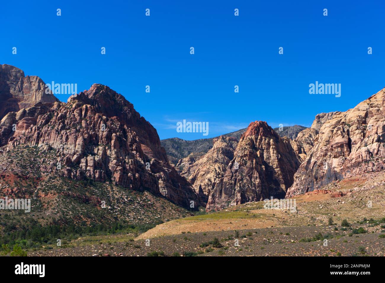 Pine Creek Canyon a ponte Mountain Red Rock Canyon, lato ovest di Red Rock Canyon, vicino a Las Vegas, Nevada, STATI UNITI D'AMERICA Foto Stock