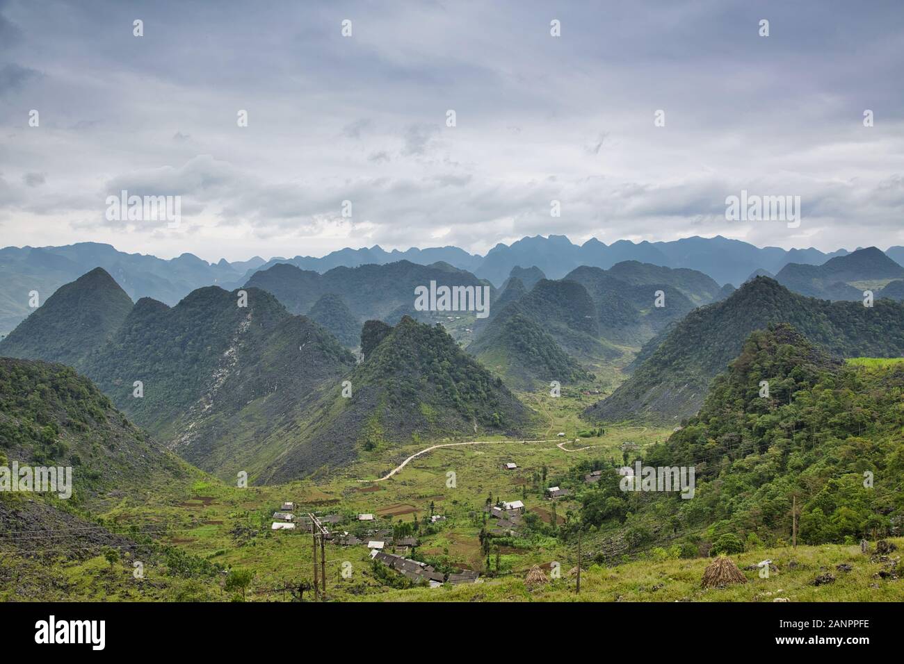 Colline Carsiche Sull'Altopiano Di Dong Van Karst (Dong Van Karst Plateau Geopark), Provincia Di Ha Giang, Vietnam Foto Stock