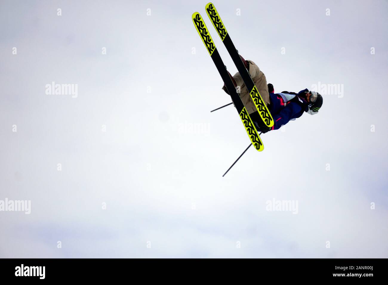 Alto Adige - Italia 18 gennaio, 2020. Stevenson Colby dagli USA ha preso il terzo posto al FIS Slopestyle Freeski World Cup su 18.01.2020 nella Seiser Alm (Alpe di Siusi) Snowpark, Italia. Credito: AlfredSS/Alamy Live News Foto Stock