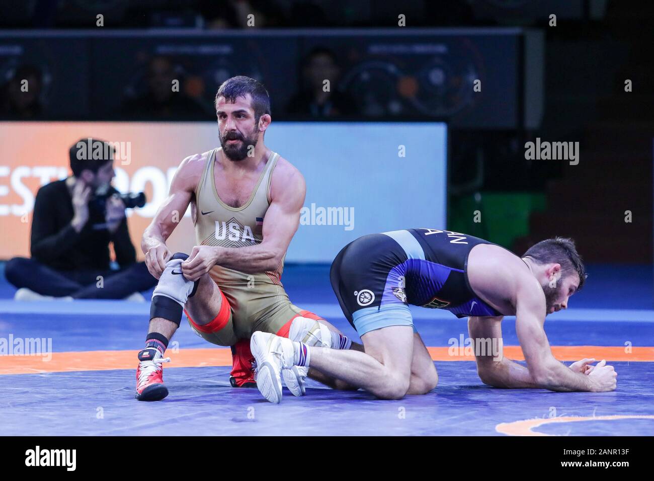 Roma, Italia, 18 gen 2020, Giuseppe Daniele colom (USA) categoria fs 57 kg durante la classifica della Serie Internazionale Torneo - Wrestling - Credito: LPS/Luigi Mariani/Alamy Live News Foto Stock