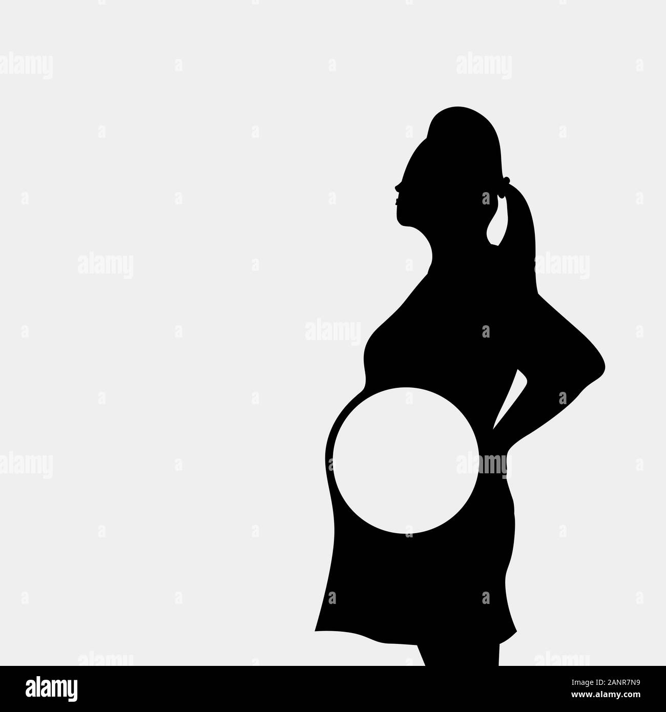 Donna incinta silhouette su bianco Illustrazione Vettoriale