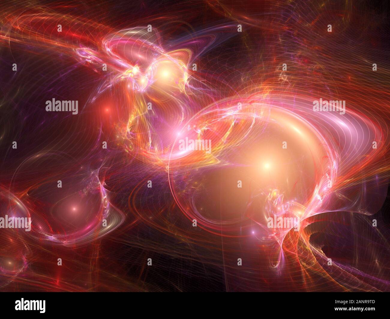 Increspature in iperspazio: Vibrante illustrazione astratta per argomenti come fisica, astronomia e tecnologia Foto Stock