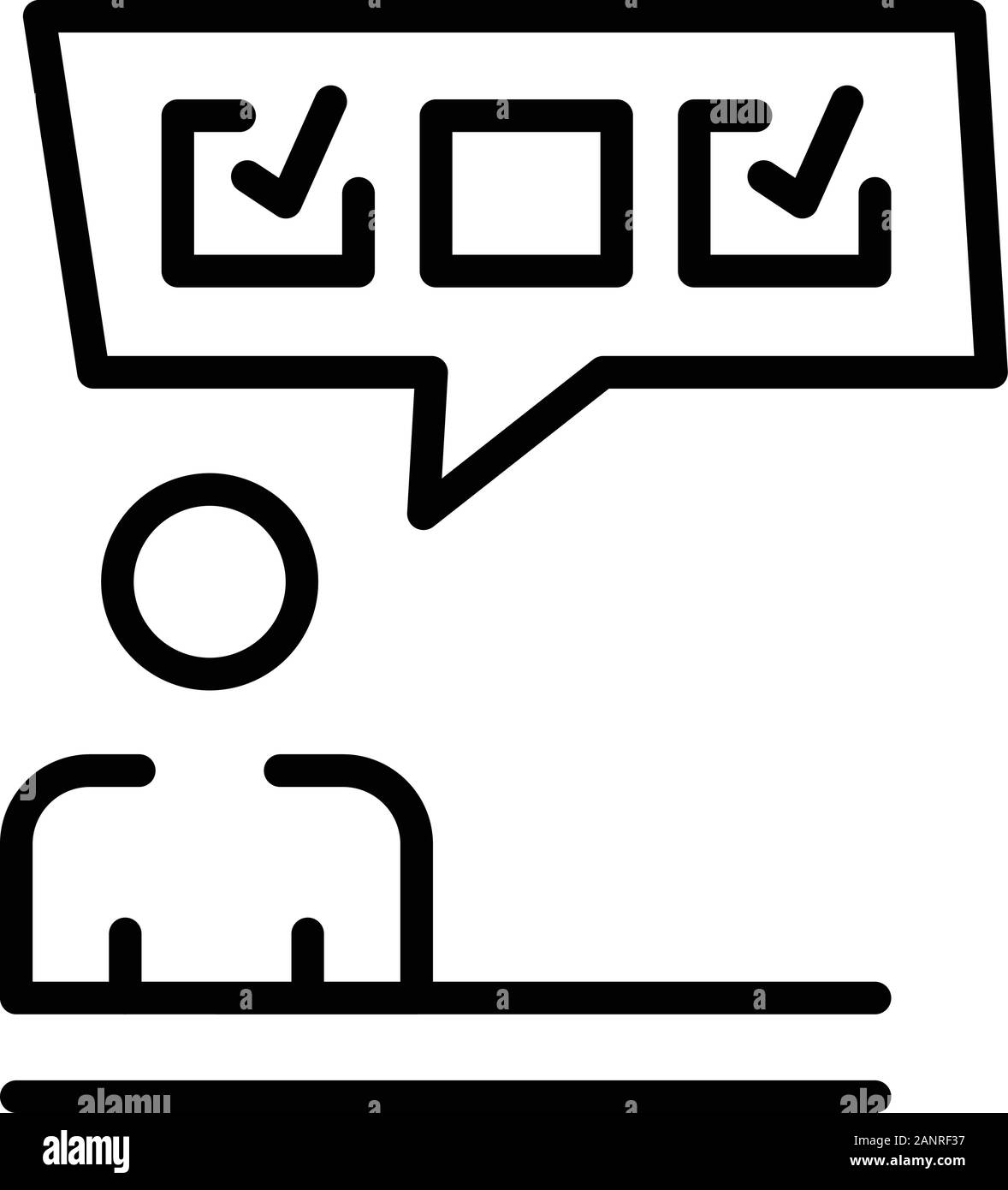 L'uomo votazione sondaggio, l'icona di stile di contorno Illustrazione Vettoriale