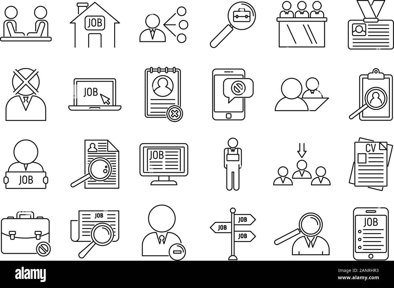 Disoccupati ufficio icone set. Set di contorno di disoccupati ufficio icone vettoriali per il web design isolato su sfondo bianco Illustrazione Vettoriale