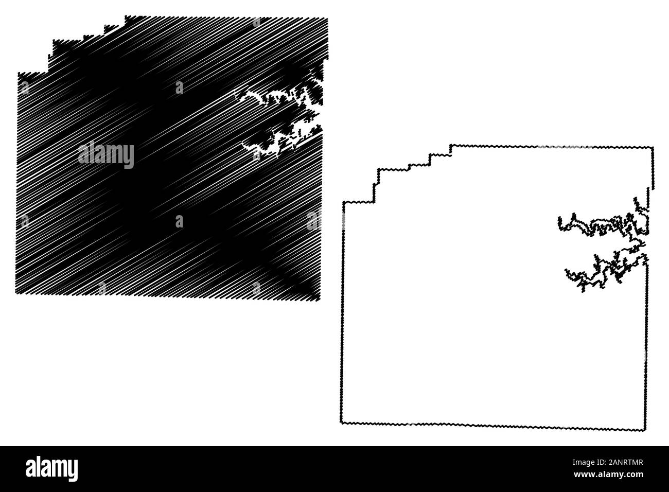 Montgomery County, Arkansas (U.S. County, Stati Uniti d'America,USA, Stati Uniti, US) mappa illustrazione vettoriale, scribble sketch mappa di Montgomery Illustrazione Vettoriale
