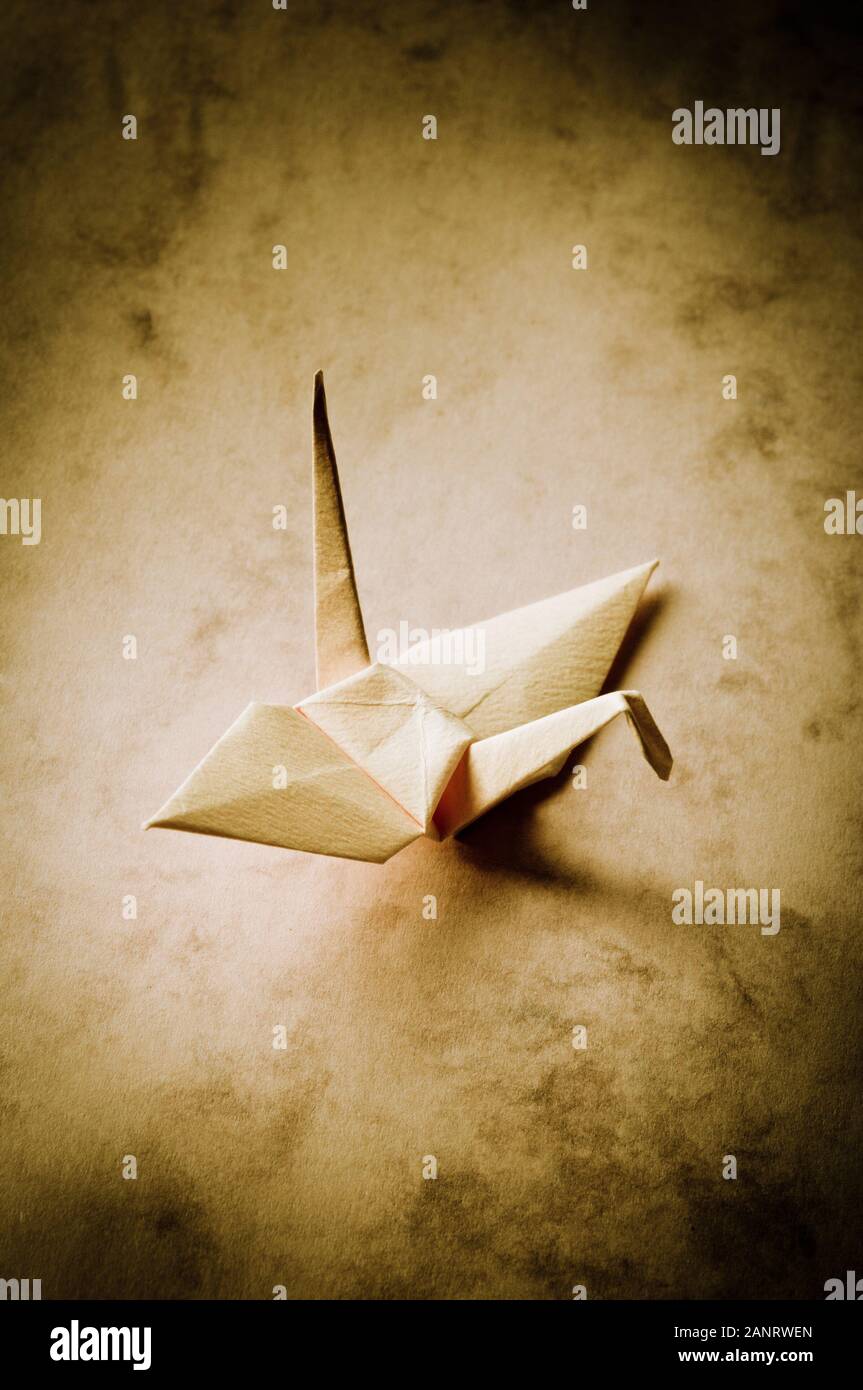 un singolo uccello origami ancora vita - studio girato Foto Stock