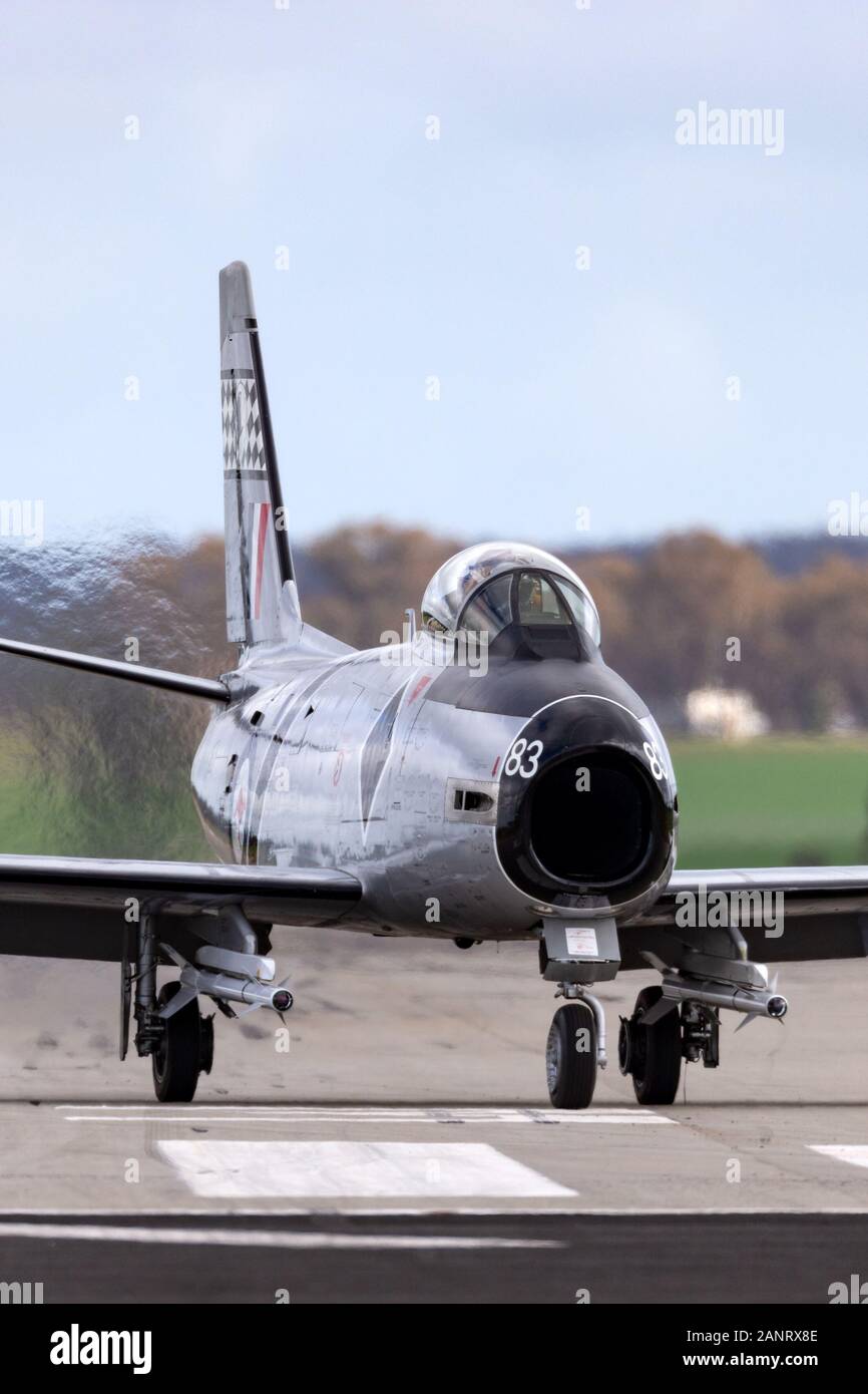 Ex Royal Australian Air Force (RAAF) Commonwealth Aircraft Corporation CA-27 Sabre (F-86 Sabre) aerei jet VH-IPN. Foto Stock