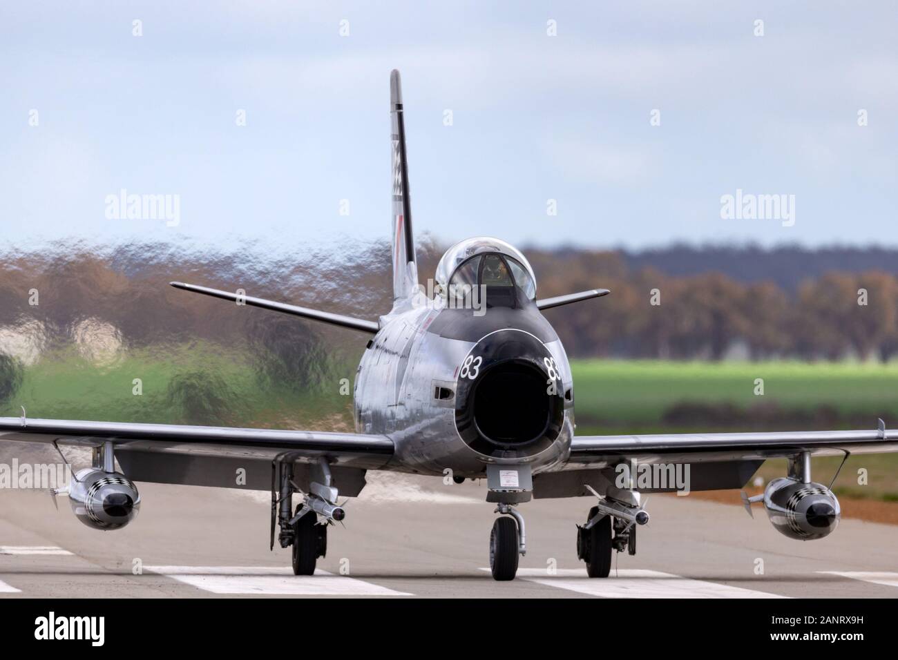 Ex Royal Australian Air Force (RAAF) Commonwealth Aircraft Corporation CA-27 Sabre (F-86 Sabre) aerei jet VH-IPN. Foto Stock