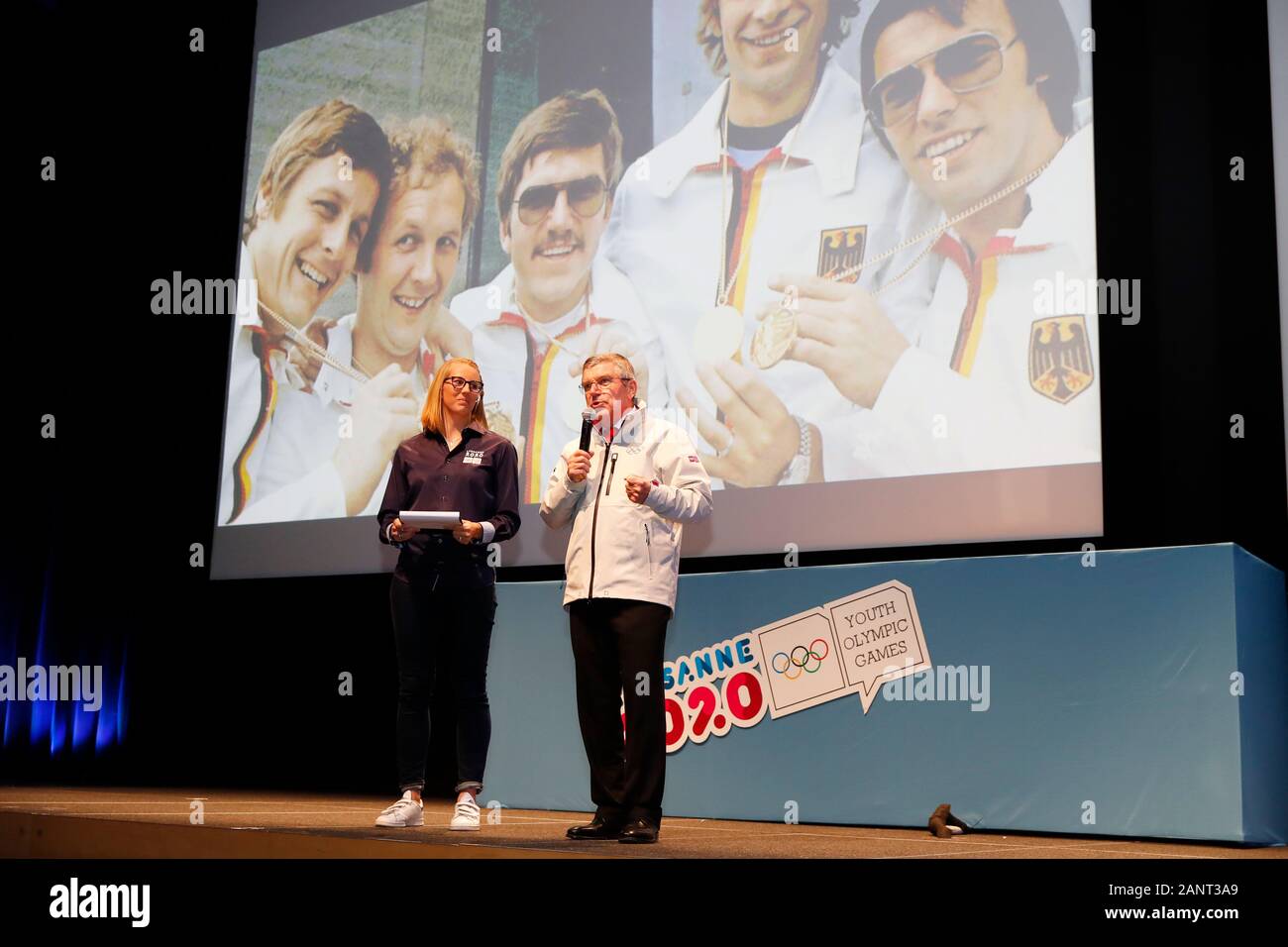 Thomas Bach, gennaio 17, 2020 : Benvenuto Sessione all atleta del villaggio durante la Lausanne 2020 Inverno Olimpiadi della Gioventù a Losanna, Svizzera. Credito: Naoki Morita AFLO/sport/Alamy Live News Foto Stock