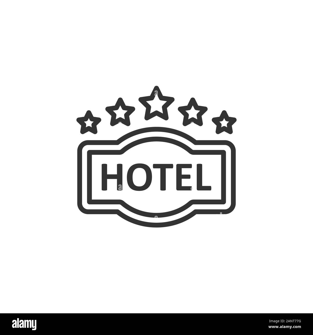 Hotel 5 stelle segno icona in stile appartamento. Inn illustrazione vettoriale bianco su sfondo isolato. Camera di ostello informazioni sul concetto di business. Illustrazione Vettoriale