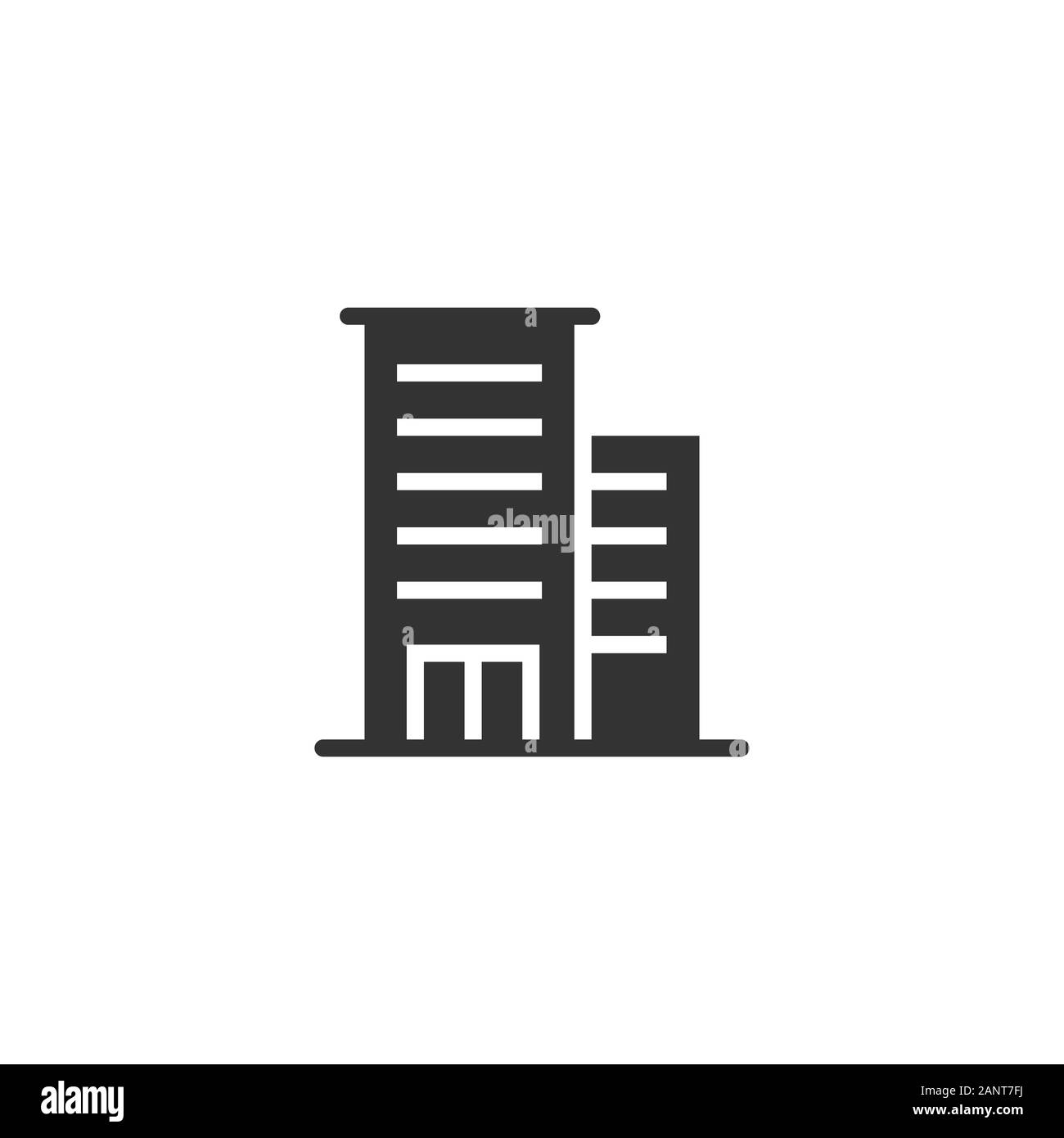 Icona di edificio in stile appartamento. Città grattacielo appartamento illustrazione vettoriale bianco su sfondo isolato. Torre della città la concezione di business. Illustrazione Vettoriale
