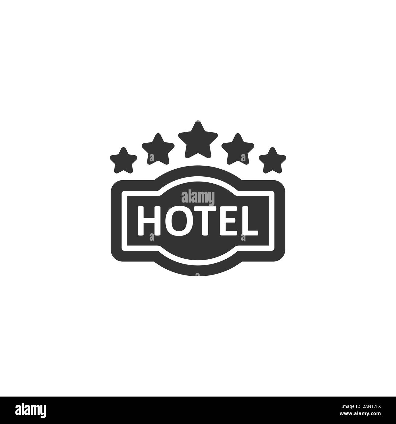 Hotel 5 stelle segno icona in stile appartamento. Inn illustrazione vettoriale bianco su sfondo isolato. Camera di ostello informazioni sul concetto di business. Illustrazione Vettoriale