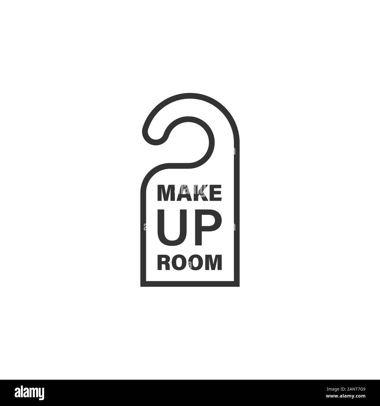 Sala trucco hotel icona segno in stile appartamento. Inn illustrazione vettoriale bianco su sfondo isolato. Ostello e pulire il concetto di business. Illustrazione Vettoriale