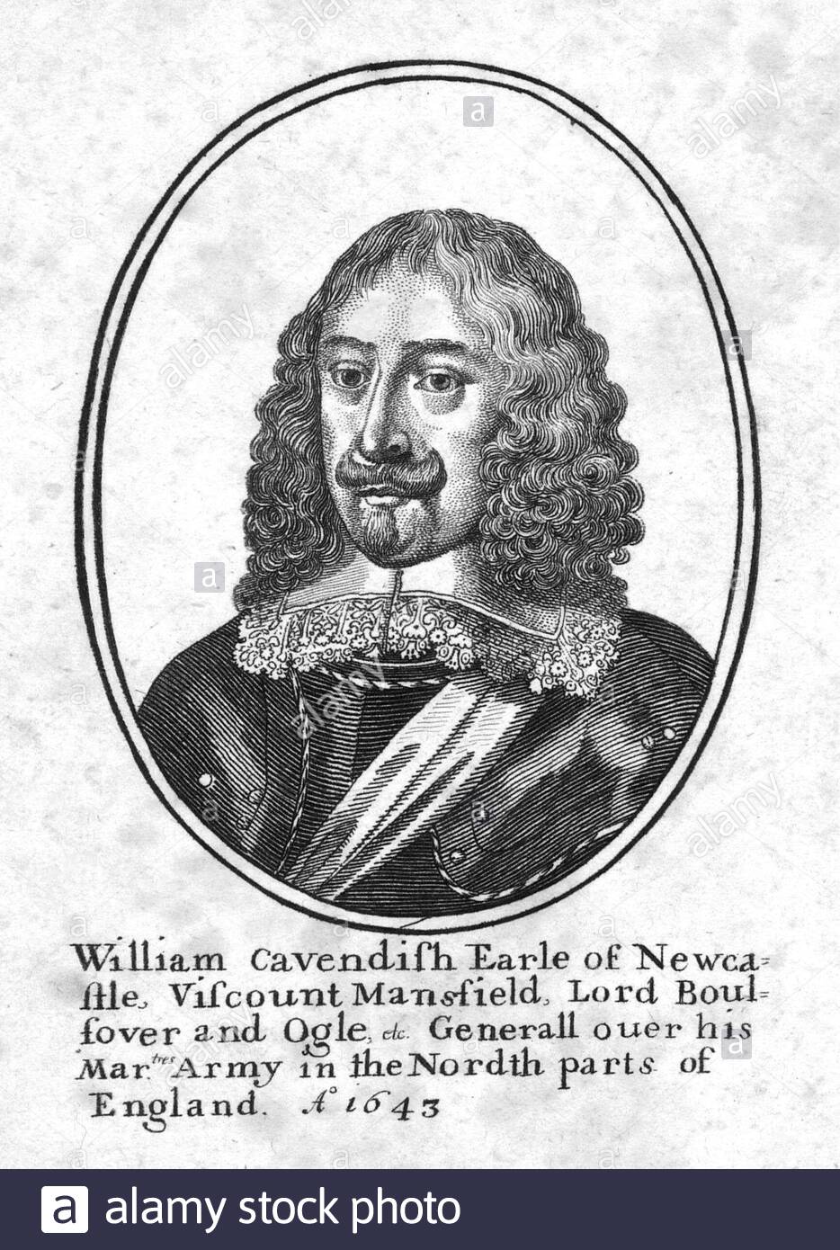 William Cavendish, primo duca di Newcastle upon Tyne, 1592 - 1676, era un inglese polymath e aristocratico, essendo stato un poeta, commediografo, spadaccino, politico, architetto, diplomatico e militare, di attacco da incisore boemo Wenceslaus Hollar da 1600s Foto Stock