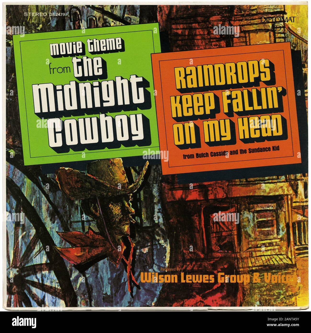 Film a tema dal Cowboy Midnight   gocce di pioggia tenere Fallin' sulla mia testa da Butch Cassidy e Sundance Kid - Classic vintage album in vinile Foto Stock