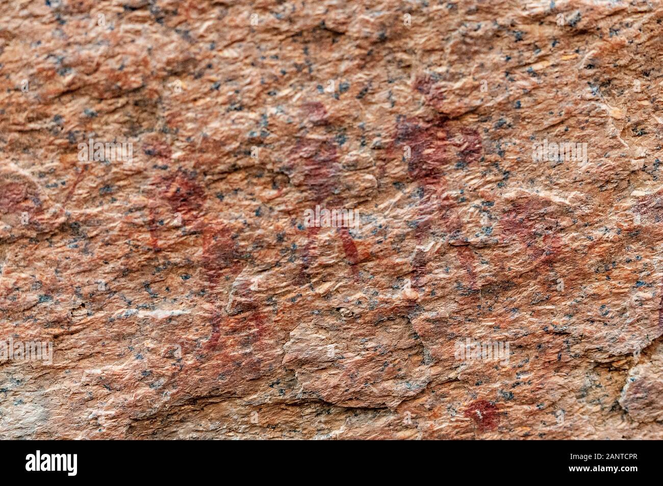 Dettaglio della preistoria pitture rupestri del San persone in Western Namibia, vicino Spitzkoppe. Foto Stock