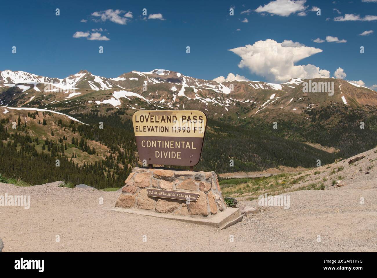 Segno a Loveland Pass, Colorado Foto Stock