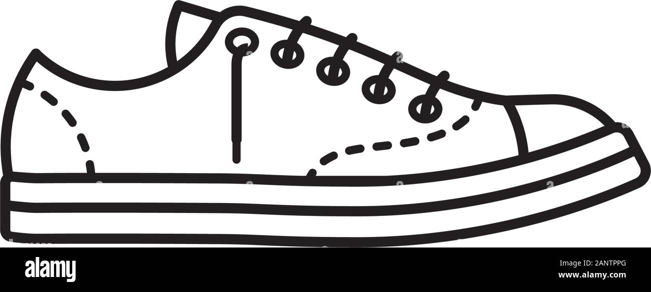 Tela sneaker o pattino Plimsoll lineicon vettore. Calzature Simbolo di contorno. Illustrazione Vettoriale