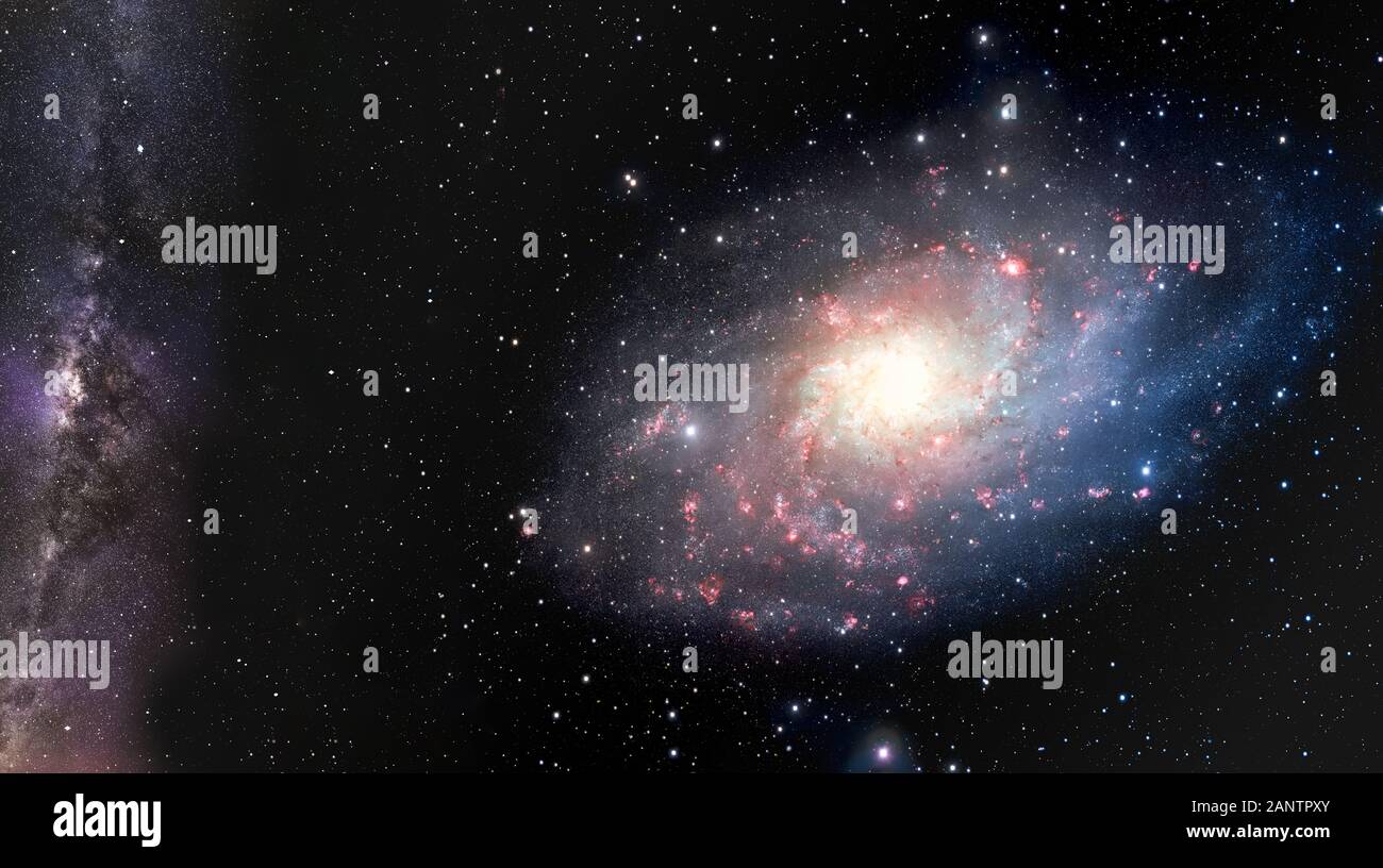 Galaxy,stelle, polvere e gas della nebulosa in un lontano sfondo spazio. L'universo infinito Foto Stock