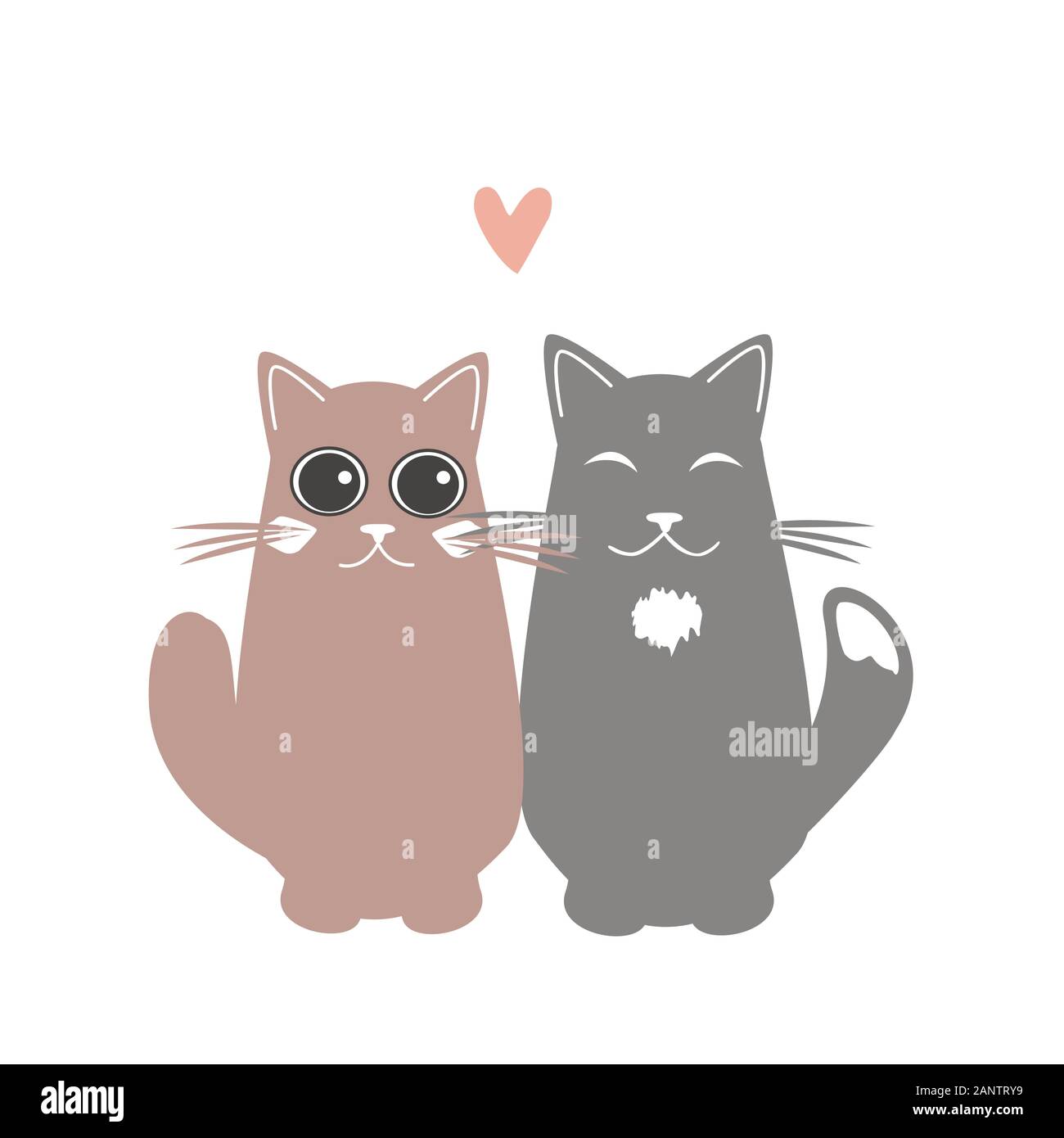 Due gatti in amore. Il giorno di San Valentino biglietto di auguri. Illustrazione Vettoriale Illustrazione Vettoriale