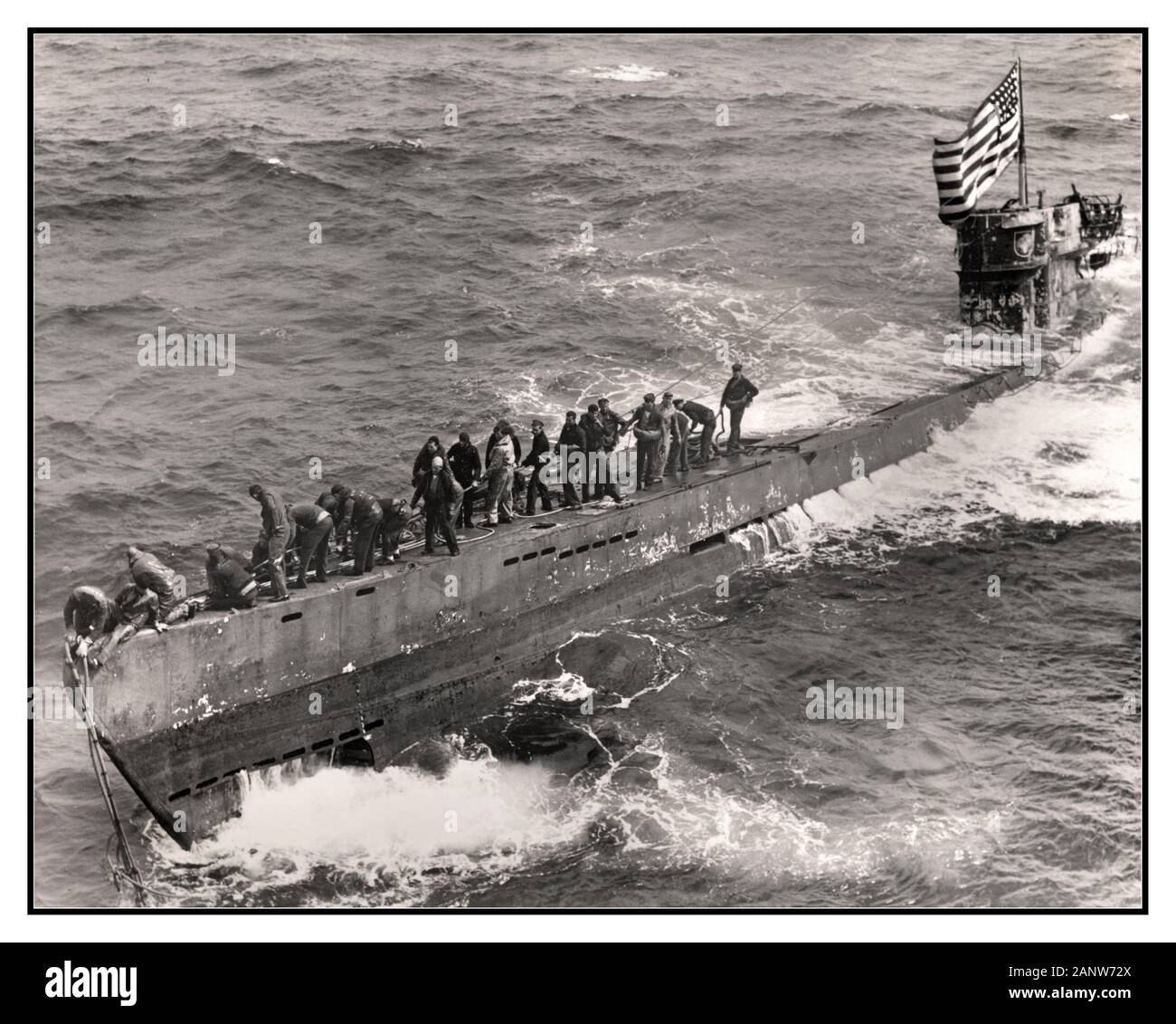 WW2 catturato la Germania nazista U-505 Tedesco Tipo IXC Germania Nazista di U-Boat sommergibile costruito per la Germania la Kriegsmarine nazista durante la Seconda Guerra Mondiale. Essa è stata catturata e trainato da parte del governo degli STATI UNITI Marina il 4 giugno 1944. La Seconda Guerra Mondiale la Seconda Guerra Mondiale Foto Stock