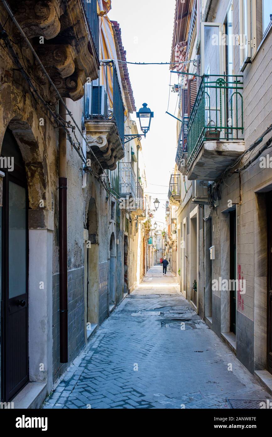 Strade della città di Siracusa in Sicilia Foto Stock