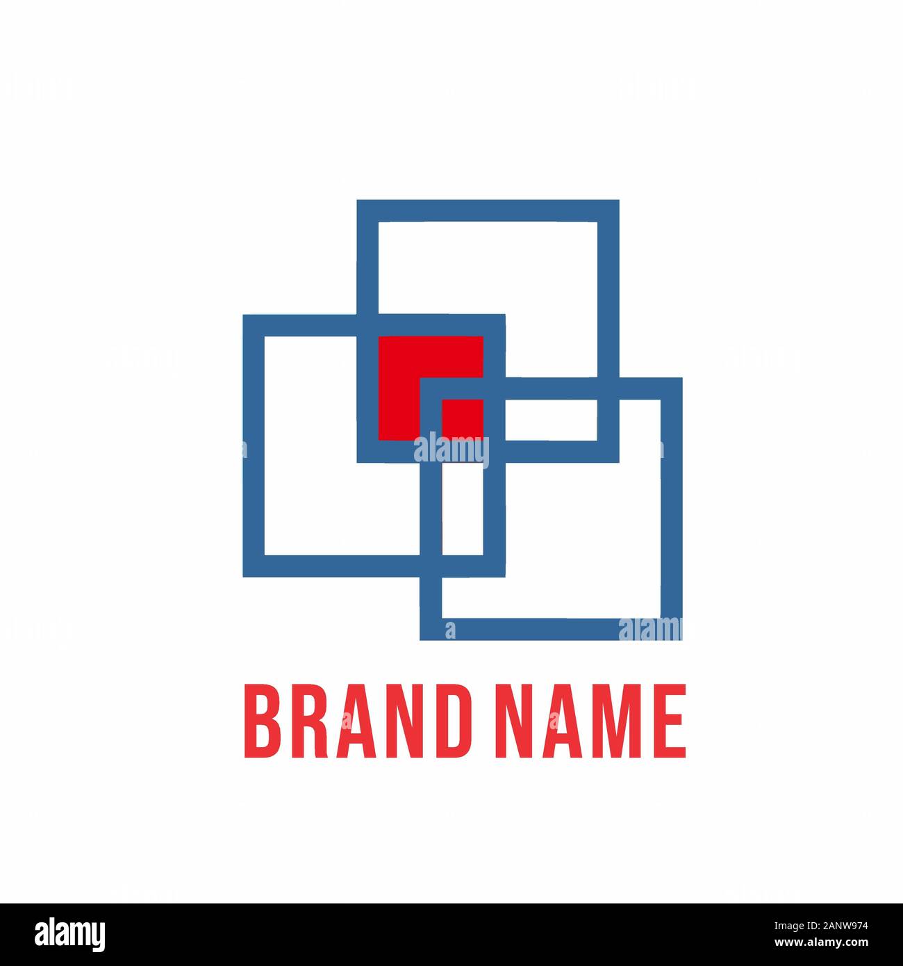 logo di forma quadrata. tre elementi di forma., Foto Stock