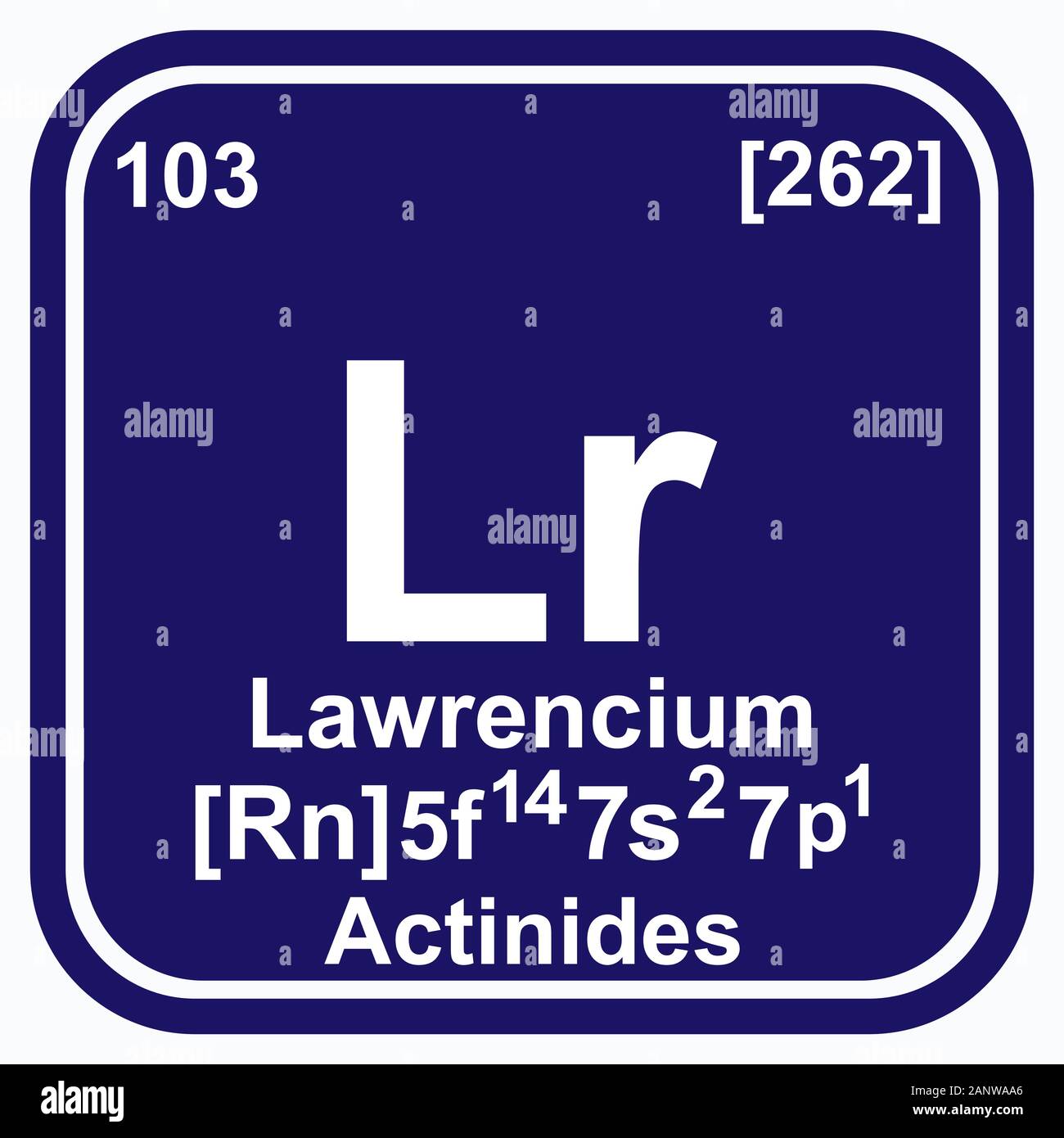 Lawrencium Tavola periodica dell'illustrazione vettoriale degli elementi eps 10 Illustrazione Vettoriale