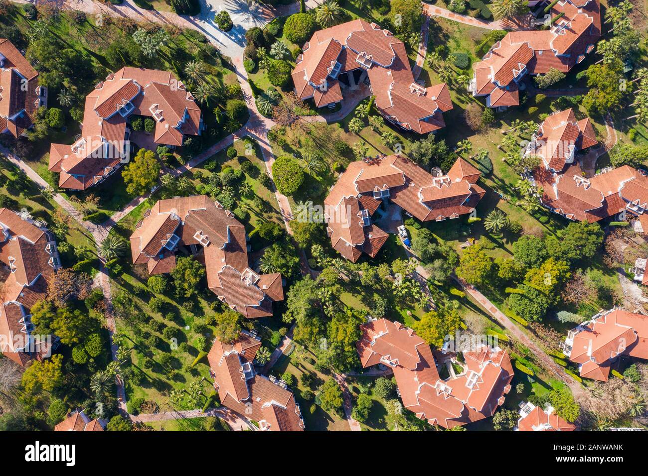 Vista aerea della zona residenziale di suddivisione moderna casa di lusso. Foto Stock