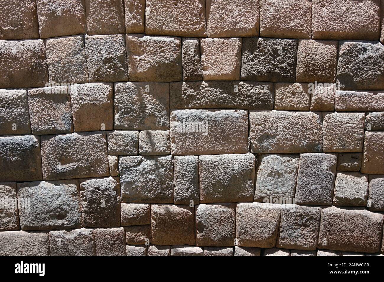 Muro di pietra Inca, centro, Cuzco, Cusco, Perù, Sud America, Patrimonio dell'Umanità dell'UNESCO Foto Stock