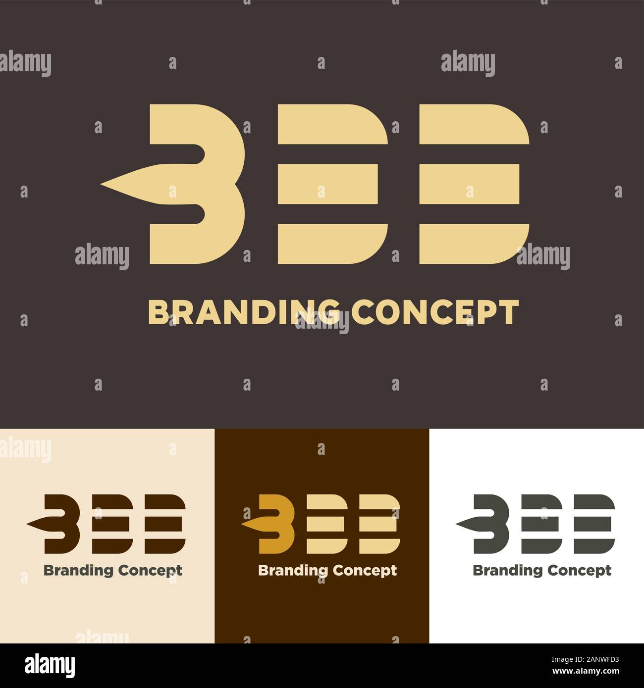 Bee branding logotipo concettuale Illustrazione Vettoriale