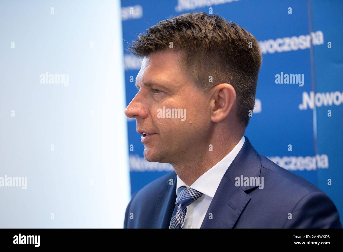 Czestochowa, Polonia -19 giugno 2017: la visita di Ryszard Petru (leader della moderna/Nowoczesna) nell Arcidiocesi di Czestochowa collegato con l'apertura del moderno Foto Stock