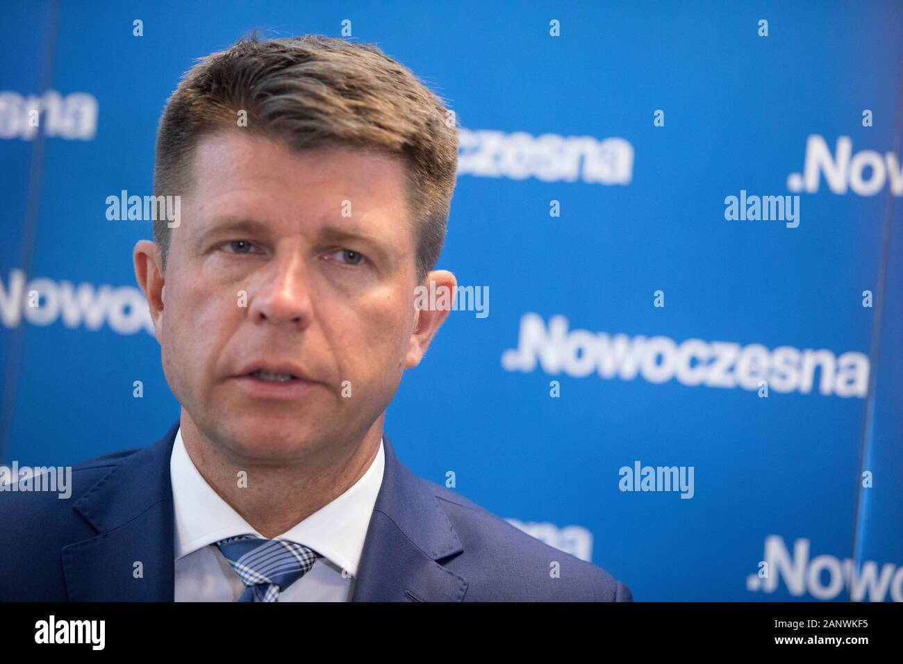 Czestochowa, Polonia -19 giugno 2017: la visita di Ryszard Petru (leader della moderna/Nowoczesna) nell Arcidiocesi di Czestochowa collegato con l'apertura del moderno Foto Stock