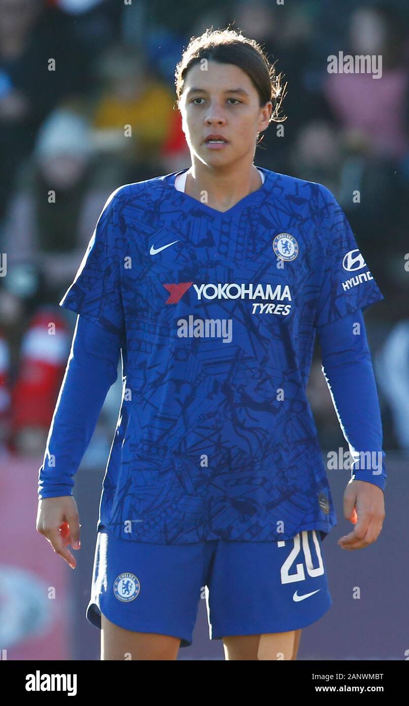 BOREHAMWOOD, Inghilterra - gennaio 19: Chelsea Ladies Sam Kerr durante la Barclays donna Super League match tra Arsenal donne e Chelsea donne a Meado Foto Stock