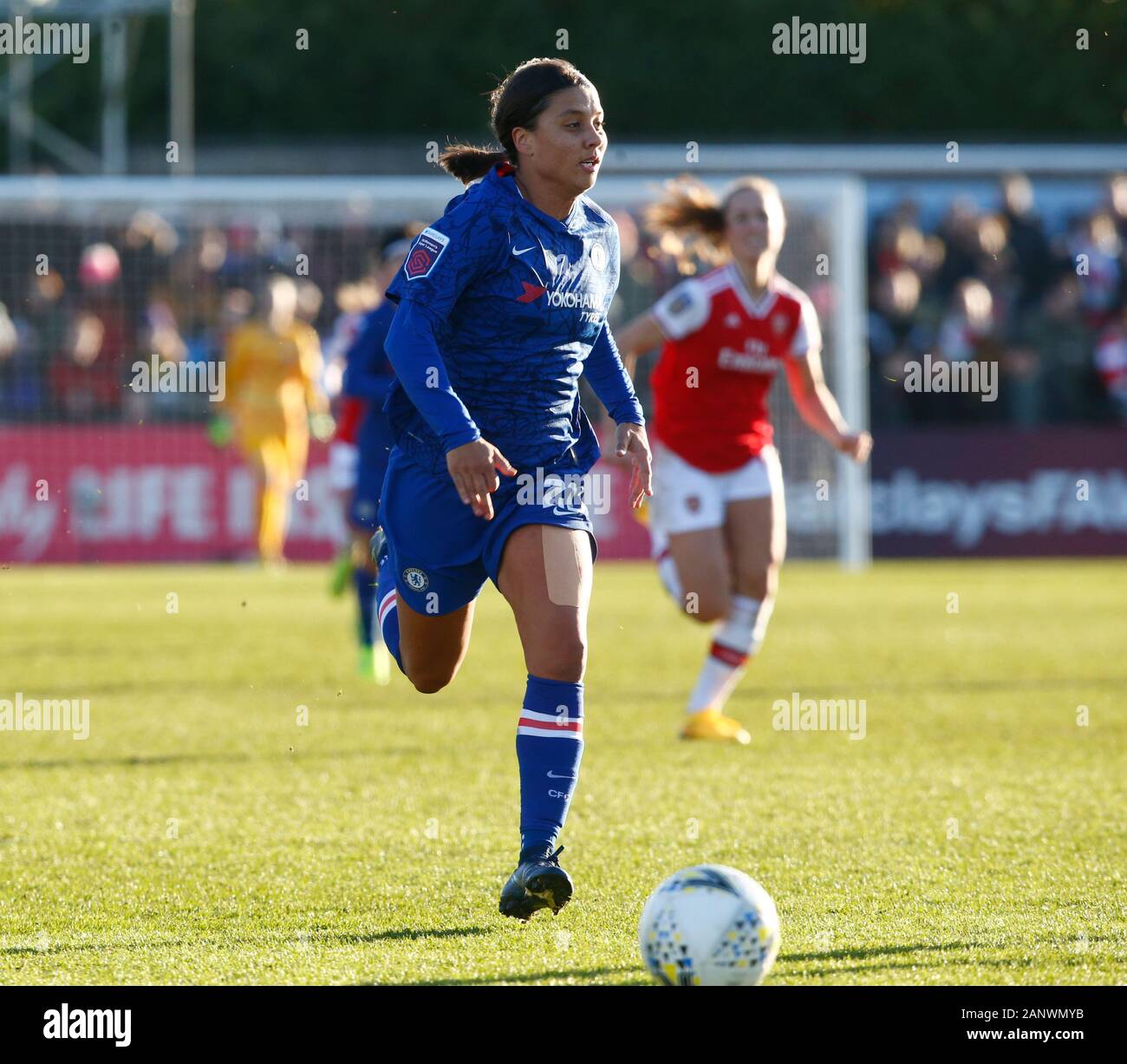 BOREHAMWOOD, Inghilterra - gennaio 19: Chelsea Ladies Sam Kerr durante la Barclays donna Super League match tra Arsenal donne e Chelsea donne a Meado Foto Stock