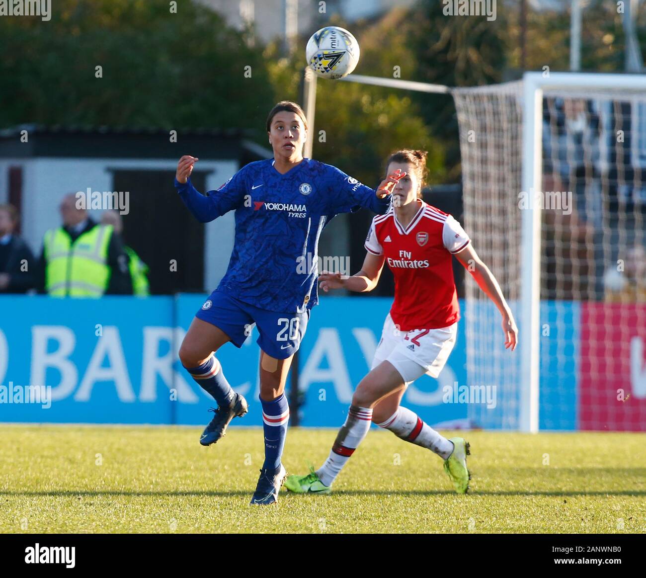 BOREHAMWOOD, Inghilterra - gennaio 19: Chelsea Ladies Sam Kerr durante la Barclays donna Super League match tra Arsenal donne e Chelsea donne a Meado Foto Stock
