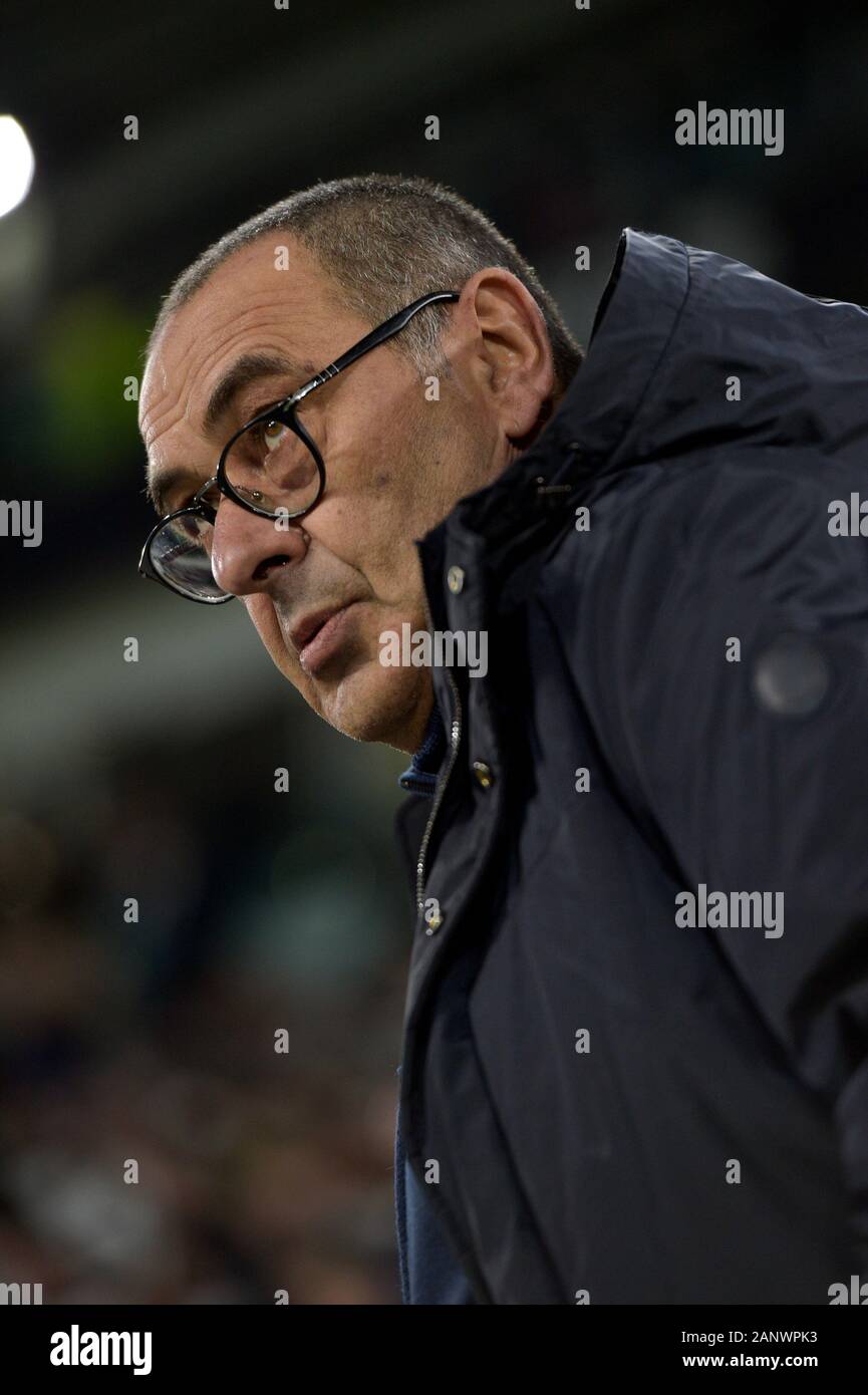 Lo Stadio Allianz, Torino, Italia. Xix gen, 2020. Serie a calcio, juventus rispetto a Parma; Maurizio Sarri, il pullman della Juventus - Editoriale usare carte di credito: Azione Plus sport/Alamy Live News Foto Stock