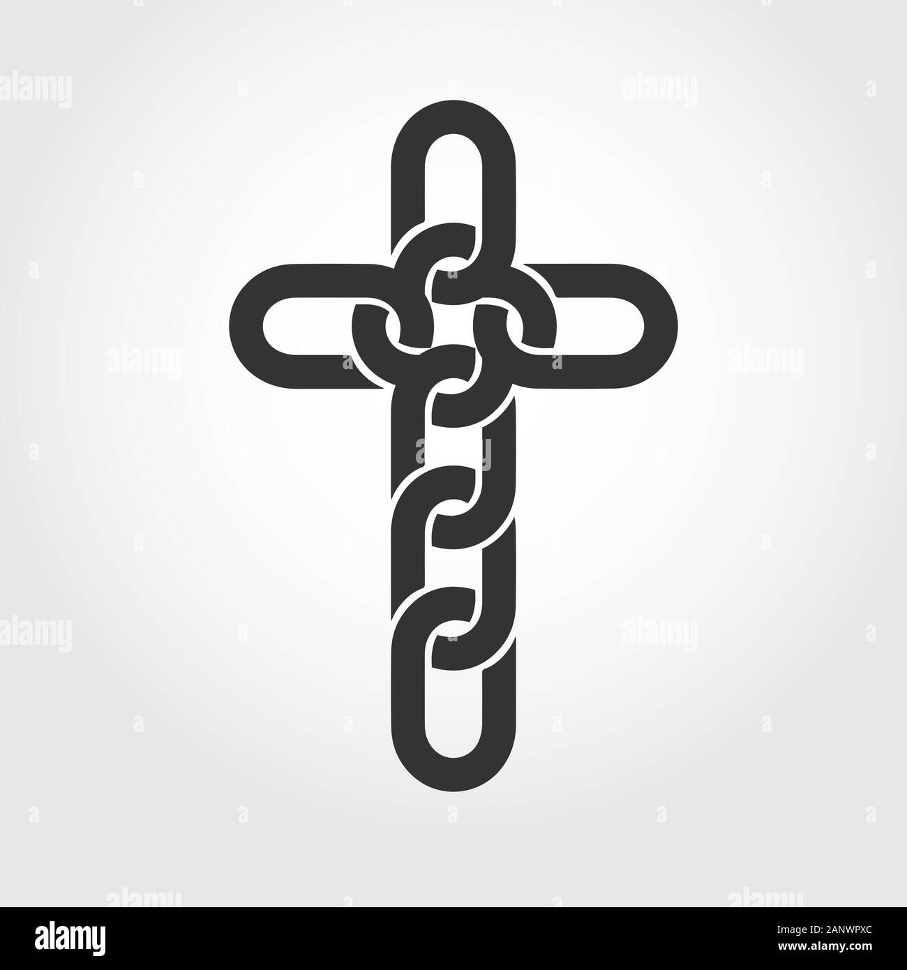 Nero croce cristiana icona. Linea astratta una croce cristiana. Illustrazione Vettoriale Illustrazione Vettoriale