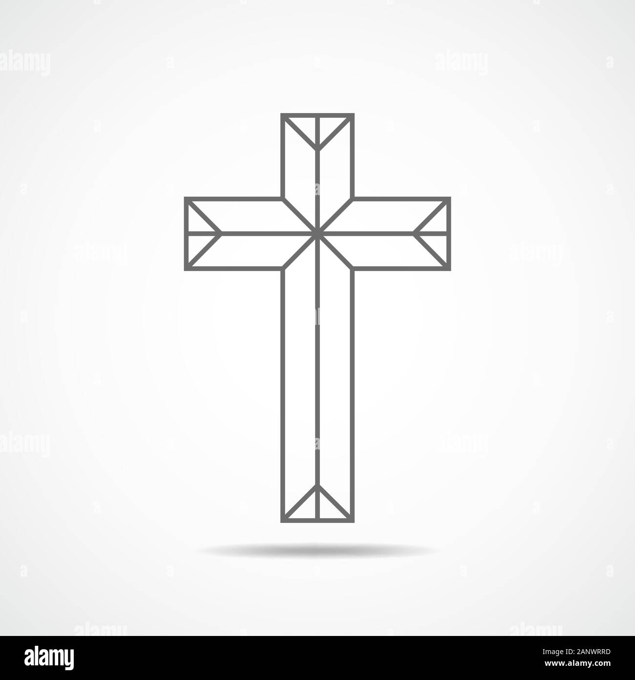 Nero croce cristiana icona. Linea astratta una croce cristiana. Illustrazione Vettoriale Illustrazione Vettoriale