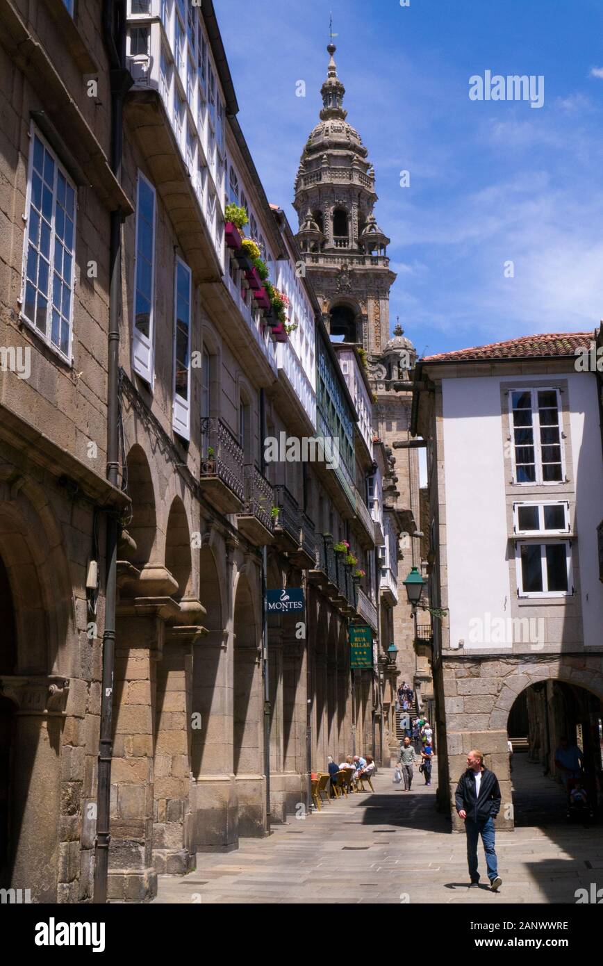 Scena di strada a Santiago de Compostela in Galizia Spagna Foto Stock