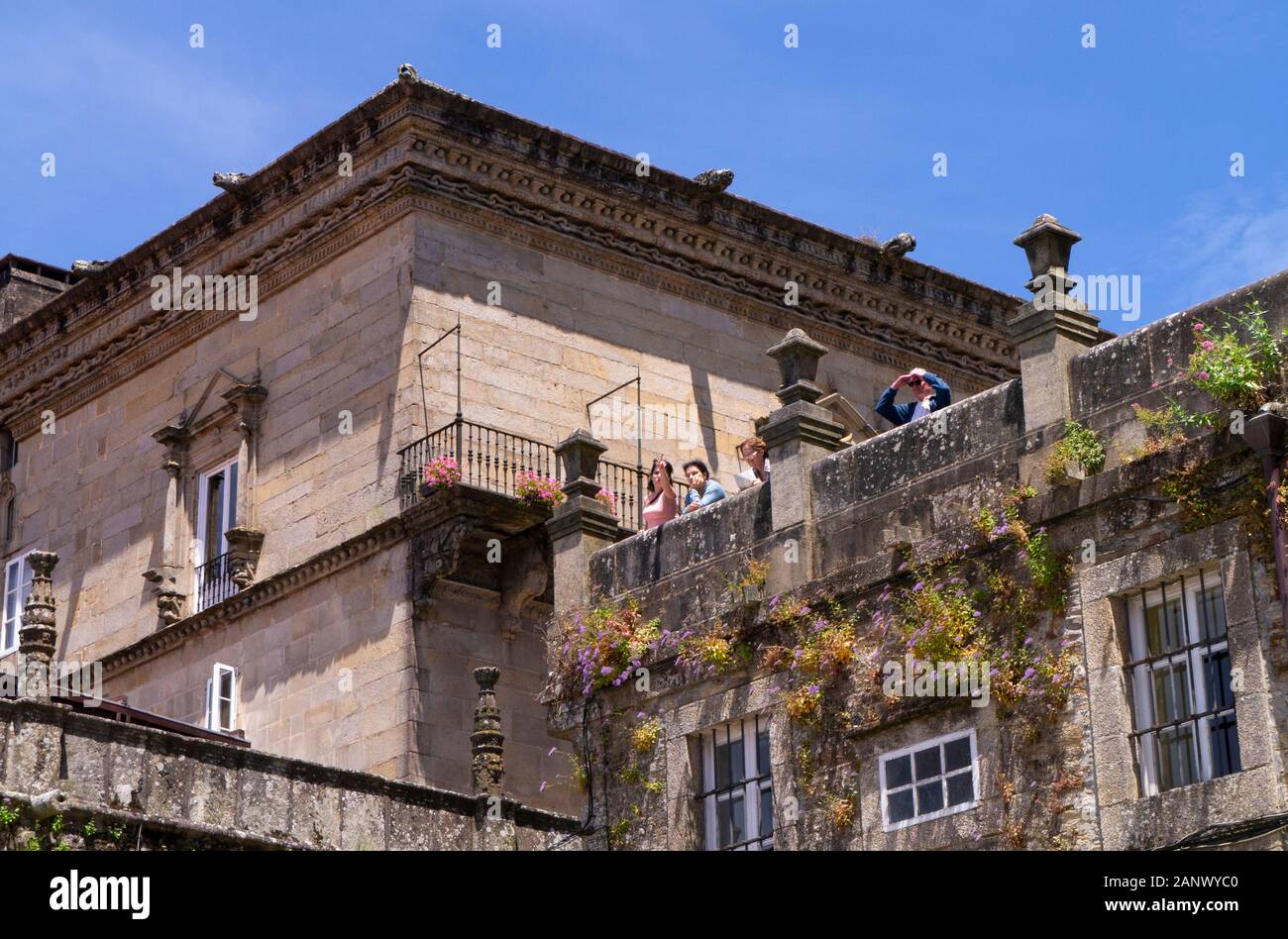 Scena di strada a Santiago de Compostela in Galizia Spagna Foto Stock