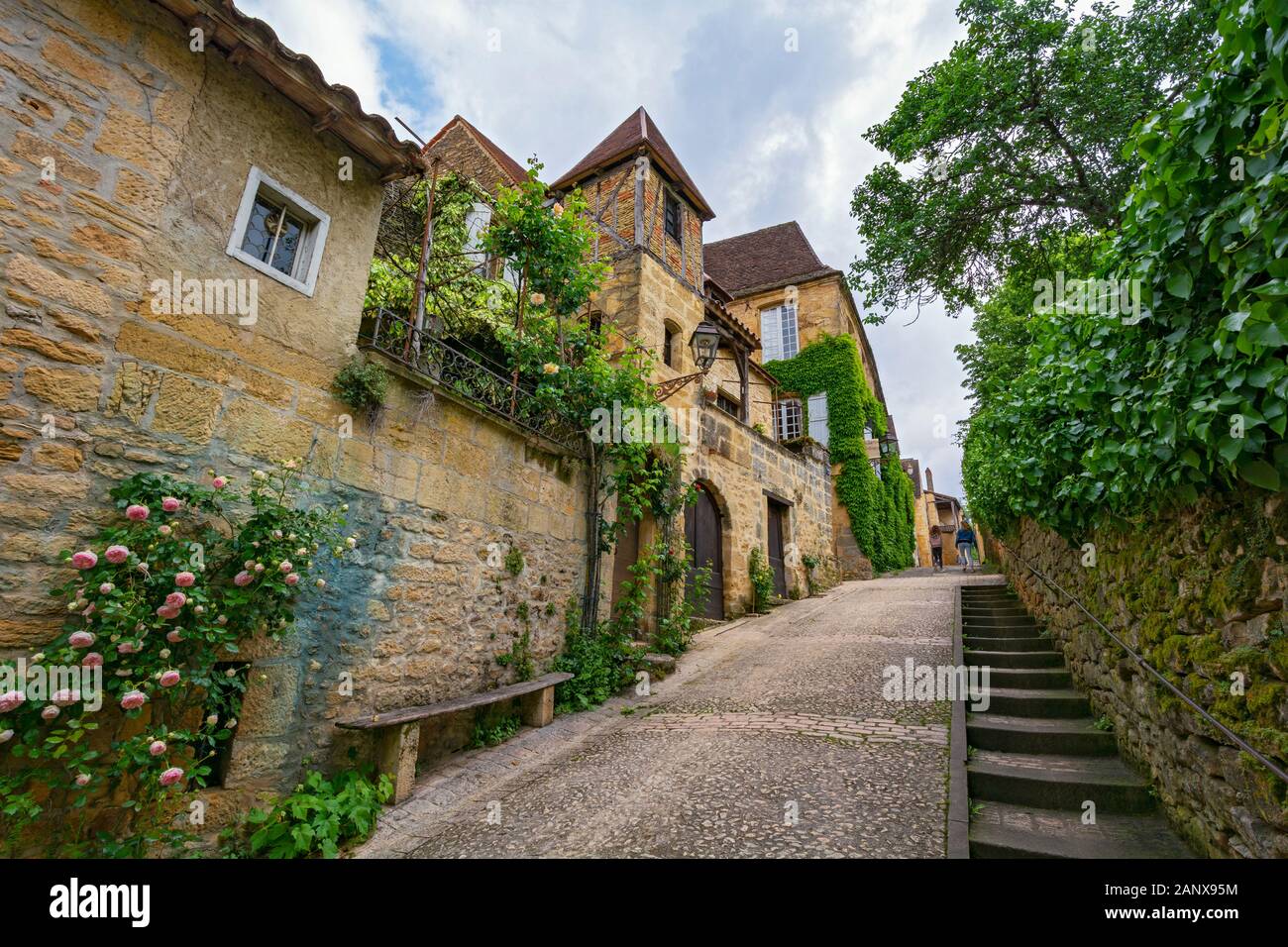 Francia, Dordogne, Sarlat-la-Caneda, Rue Montaigne Foto Stock