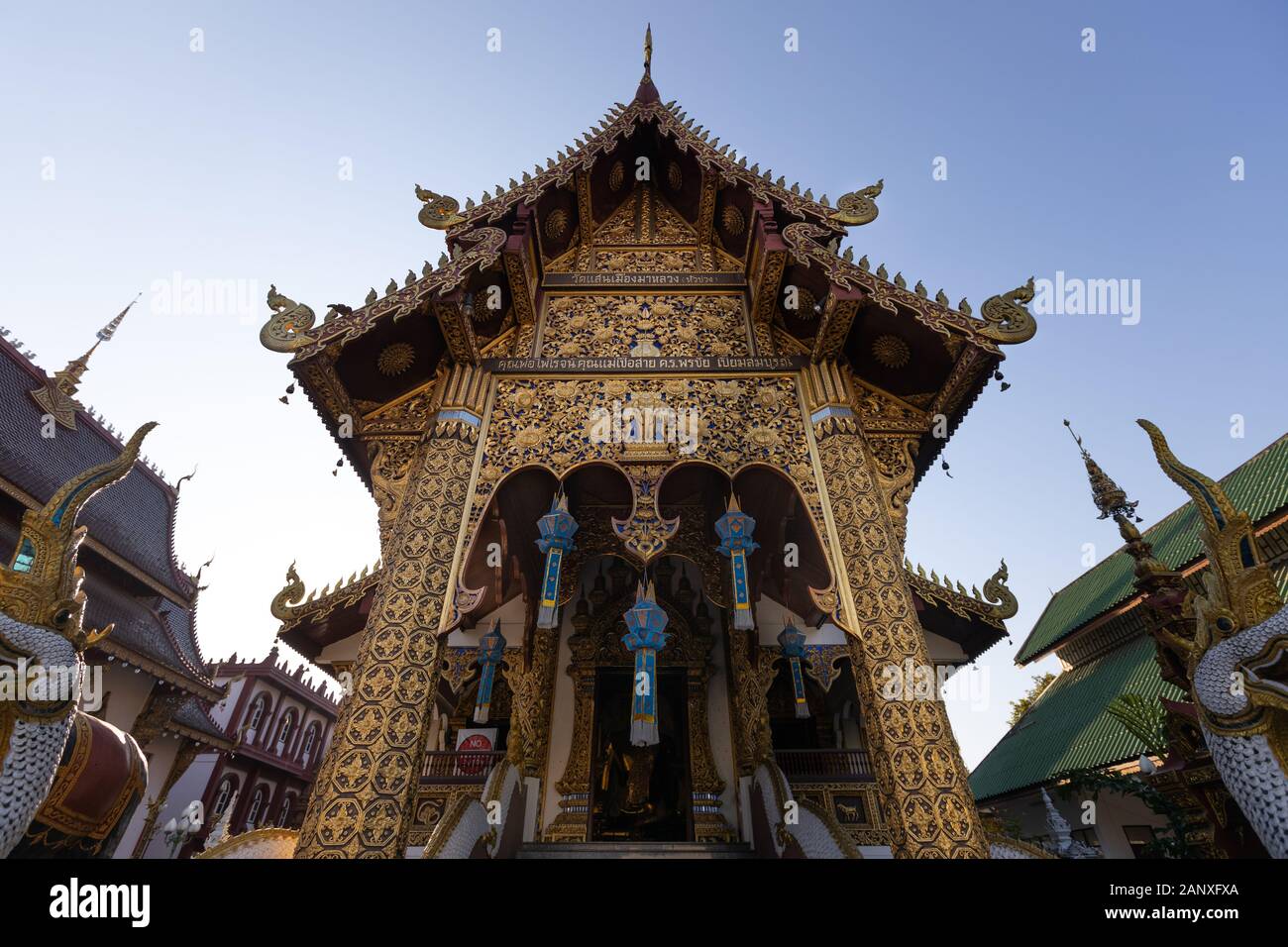 Questa è la foto di Wat Saen Muang ma Luang (Wat Hua Khuang), tempio buddista di Chiang mai, Thailandia Foto Stock