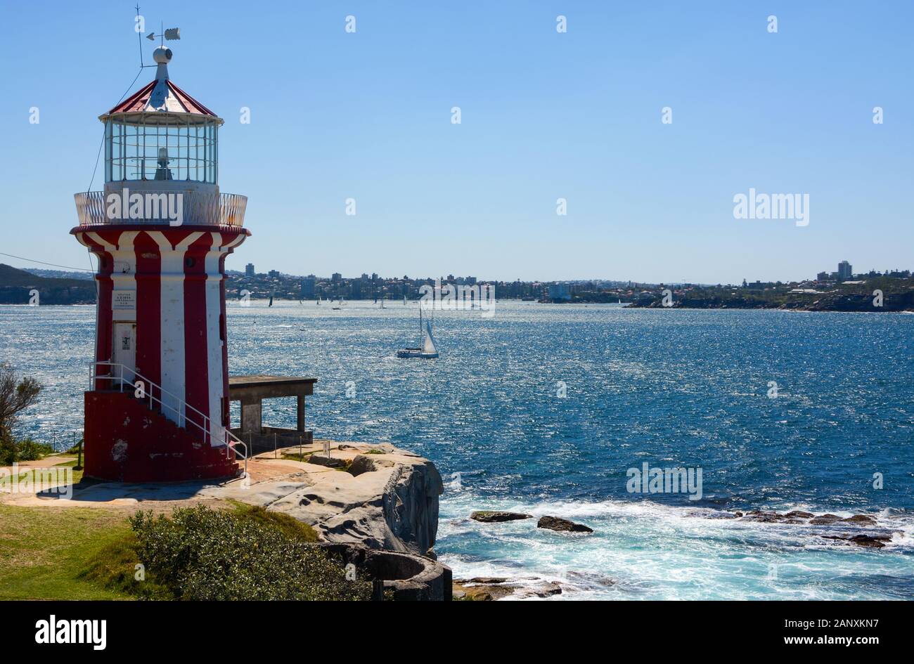 Faro storico Hornby, conosciuto anche come South Head Lower Light, eretto nel 1858 a NSW, Australia Foto Stock