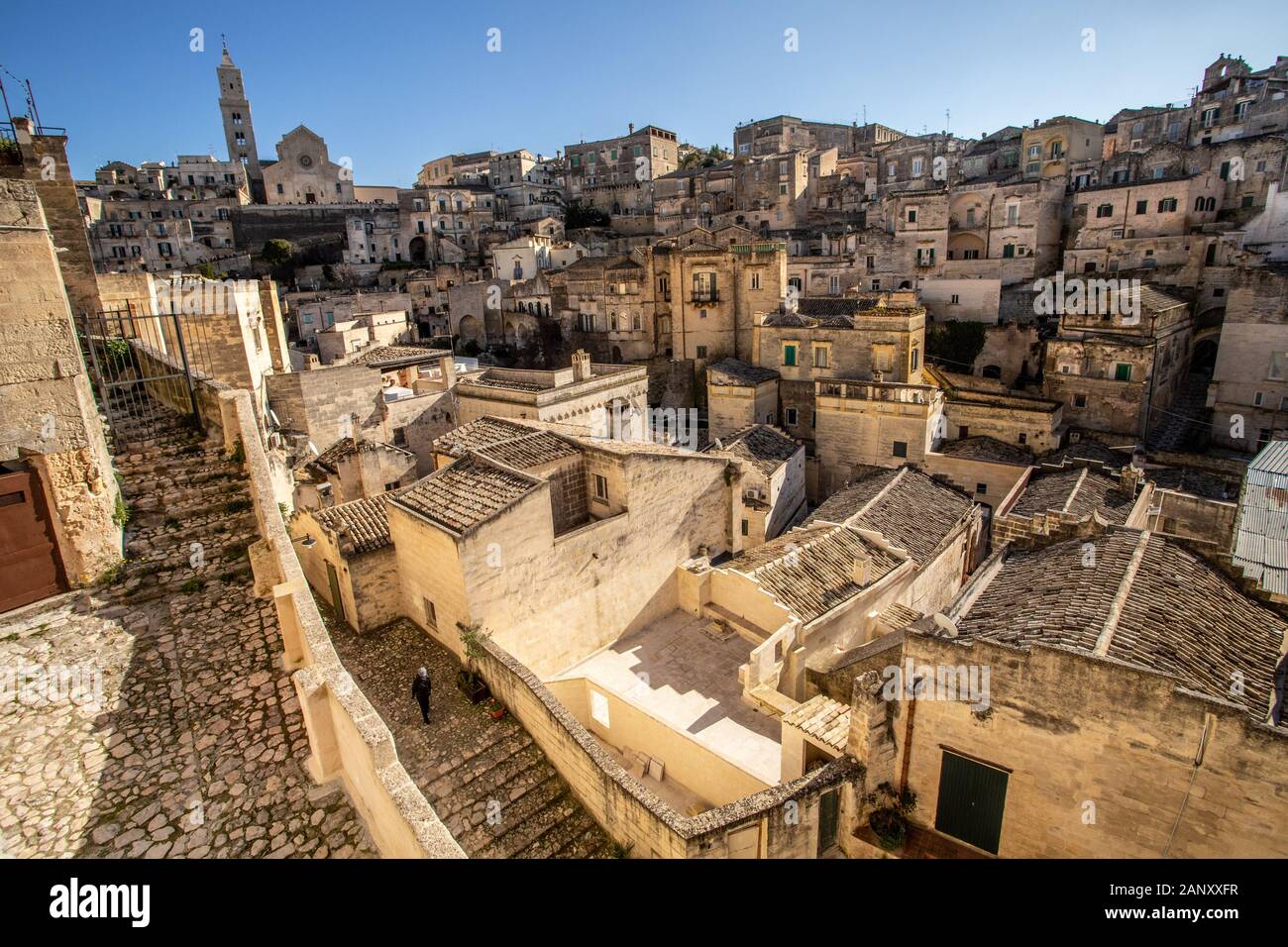 La Sassi, la città vecchia di Matera, Italia Foto Stock