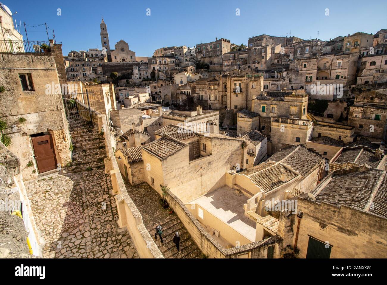 La Sassi, la città vecchia di Matera, Italia Foto Stock