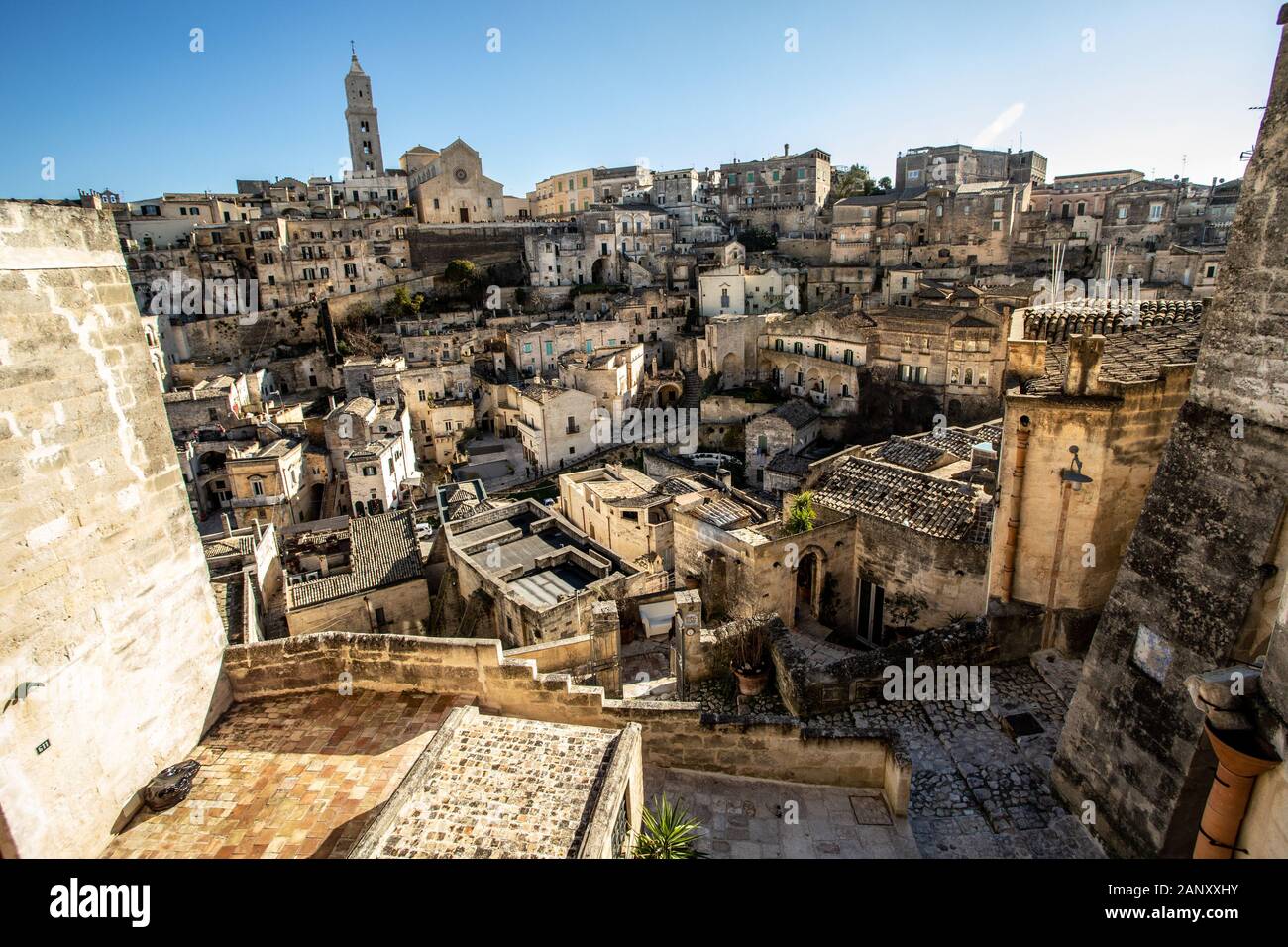 La Sassi, la città vecchia di Matera, Italia Foto Stock