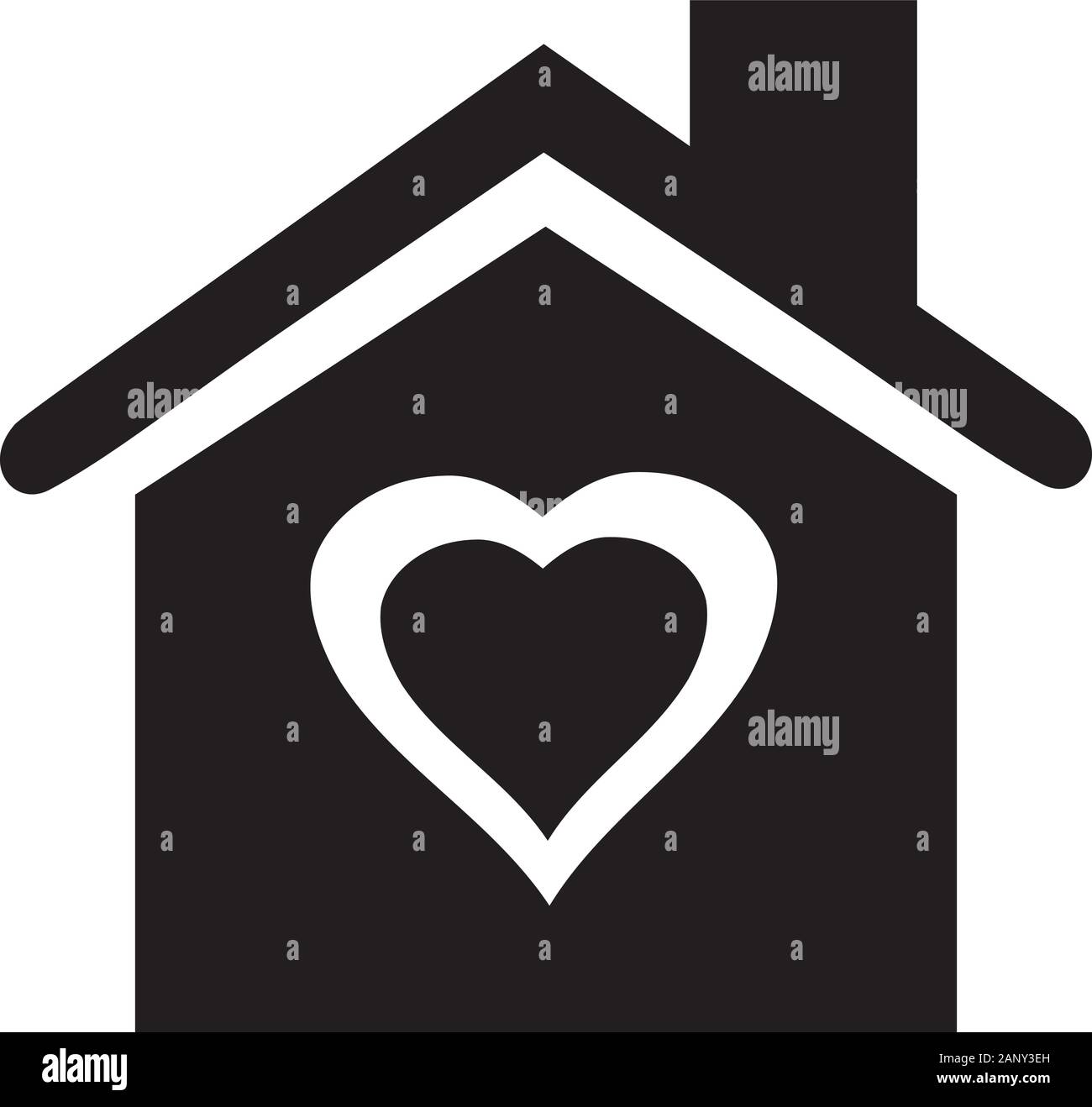 Illustrazione vettoriale di una icona di casa con un cuore. Illustrazione Vettoriale